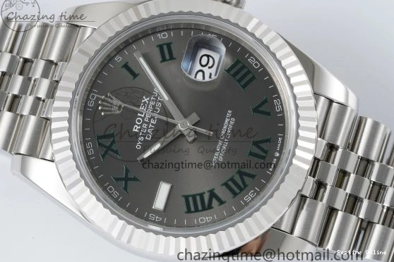 0410 DateJust 41 SS Fluted Bezel KING 1:1 Best Edition 904L Steel Gray Green Roman Dial on Jubilee Bracelet VR Contemporary 2204